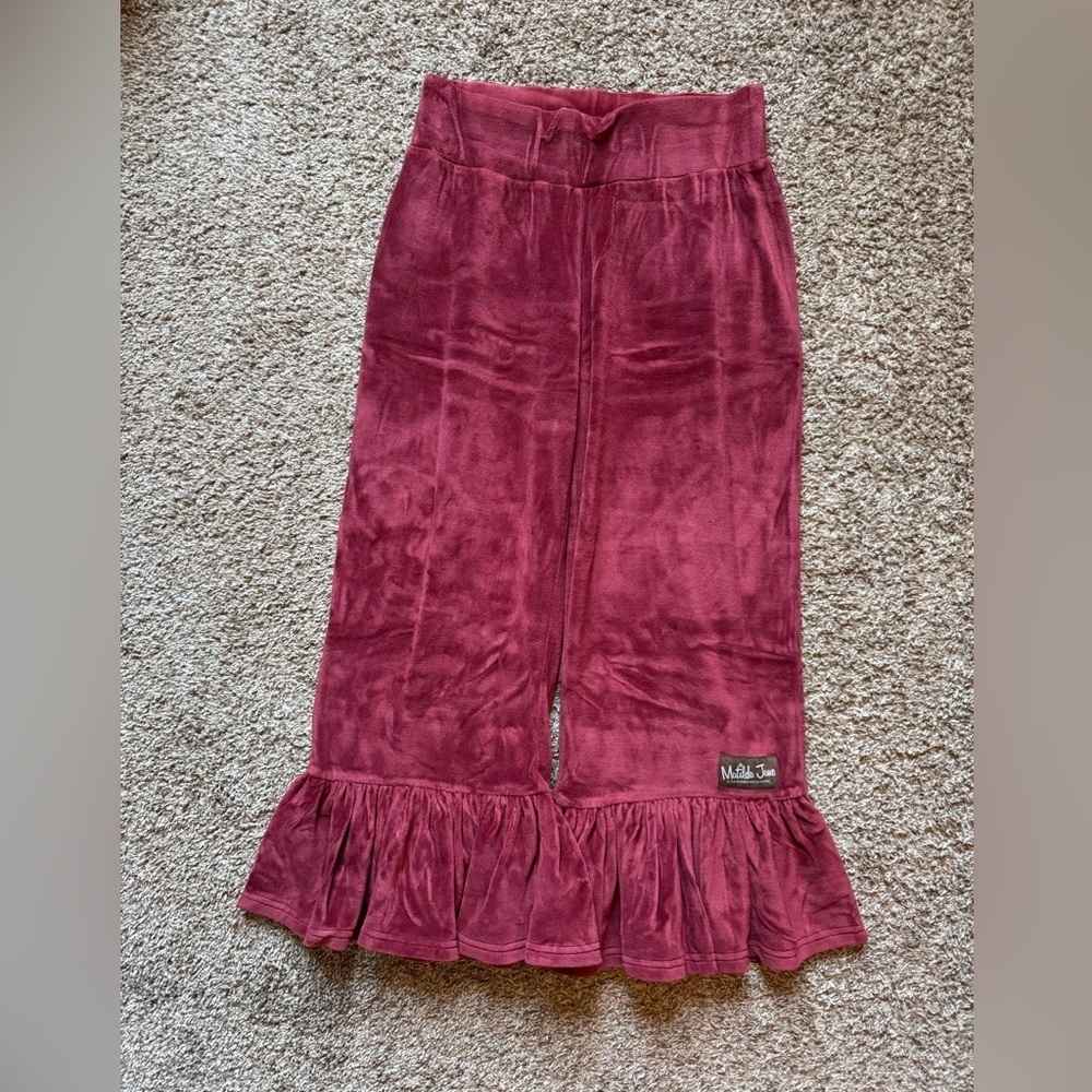 Matilda Jane Red Velour Pants Flare/Ruffle Bottom - Picture 2 of 8